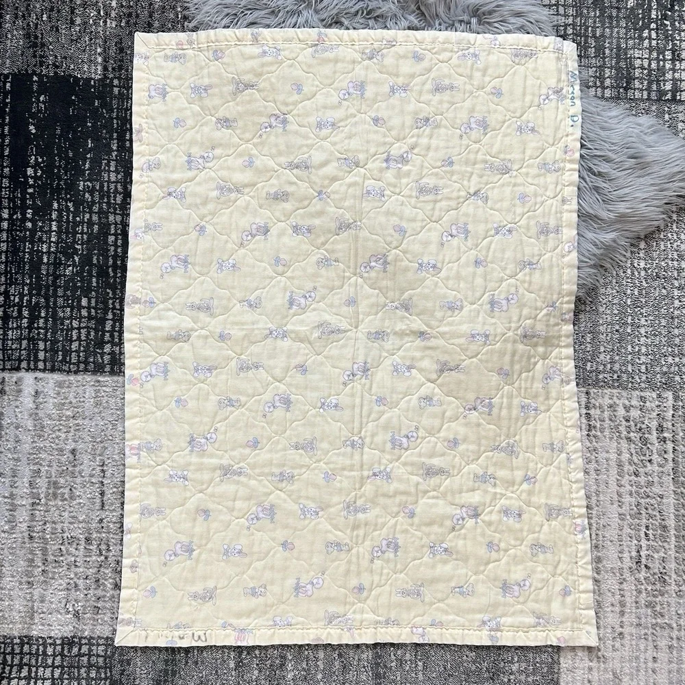 Vintage‎ 80s/90s Precious Moments Yellow Baby Quilt Retro Nursery 44